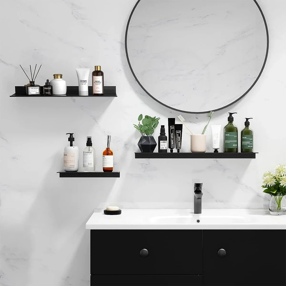 

Настенные полки из алюминиевого сплава для гостиной, без сверления, для декора спальни, полка для хранения в ванной