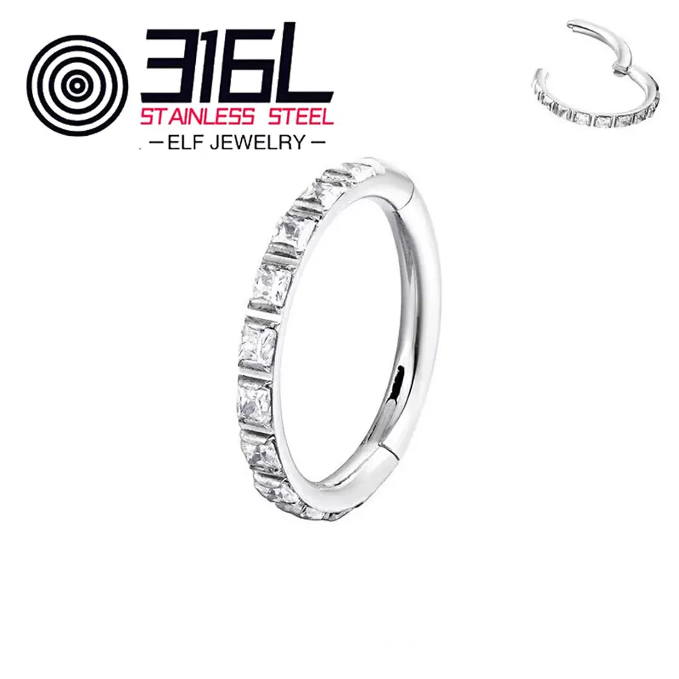 Wholesale Crystal 316L Stainless Steel Must Hoop Nose Ring Ear Piercing Resale Jewelry