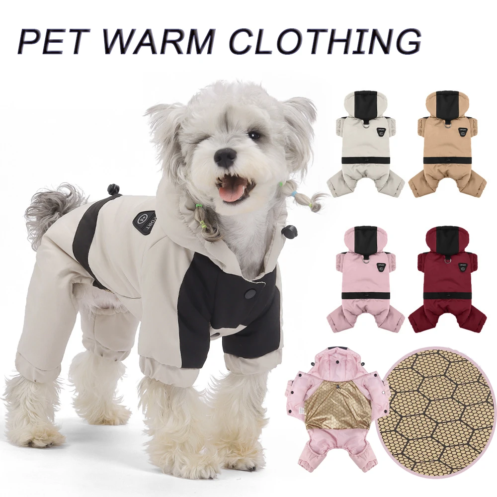 

Winter Dog Clothes Warm Waterproof for Small Medium Dogs Chihuahua Jumpsuit Puppy Outfits Hooded graphene cotton jacket
