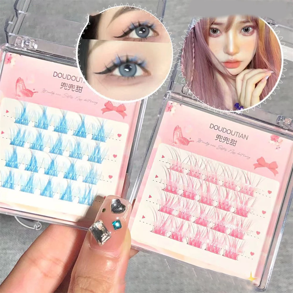 

Sweet Fantasy Pink & Blue Colored False Eyelashes Natural Thick Single Clusters Eyelash Hot Girl Style Cos Eyelash Makeup Tools