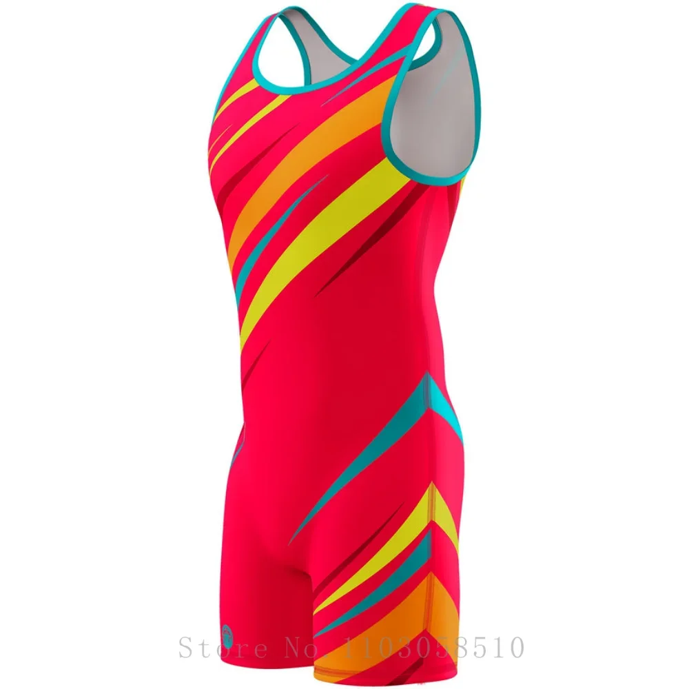 WrestlingMart Men's Sleeveless One-pieces Wrestling Singlet Jumpsuits Breathable Boxers Shorts Bodysuits Stretchy Sexy Leotards