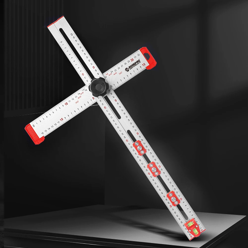 Rongpro Multifunctional Combination Angle ruler, Aluminum Alloy Woodworking Movable Marking Ruler, T-shaped Ruler, T-shaped Rule