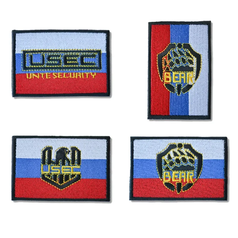 Russia Flag Escapes Takov Embroidery Hook and Loop Patches Around the Game Badge Bear Unit Secucity Armband Stickers Applique