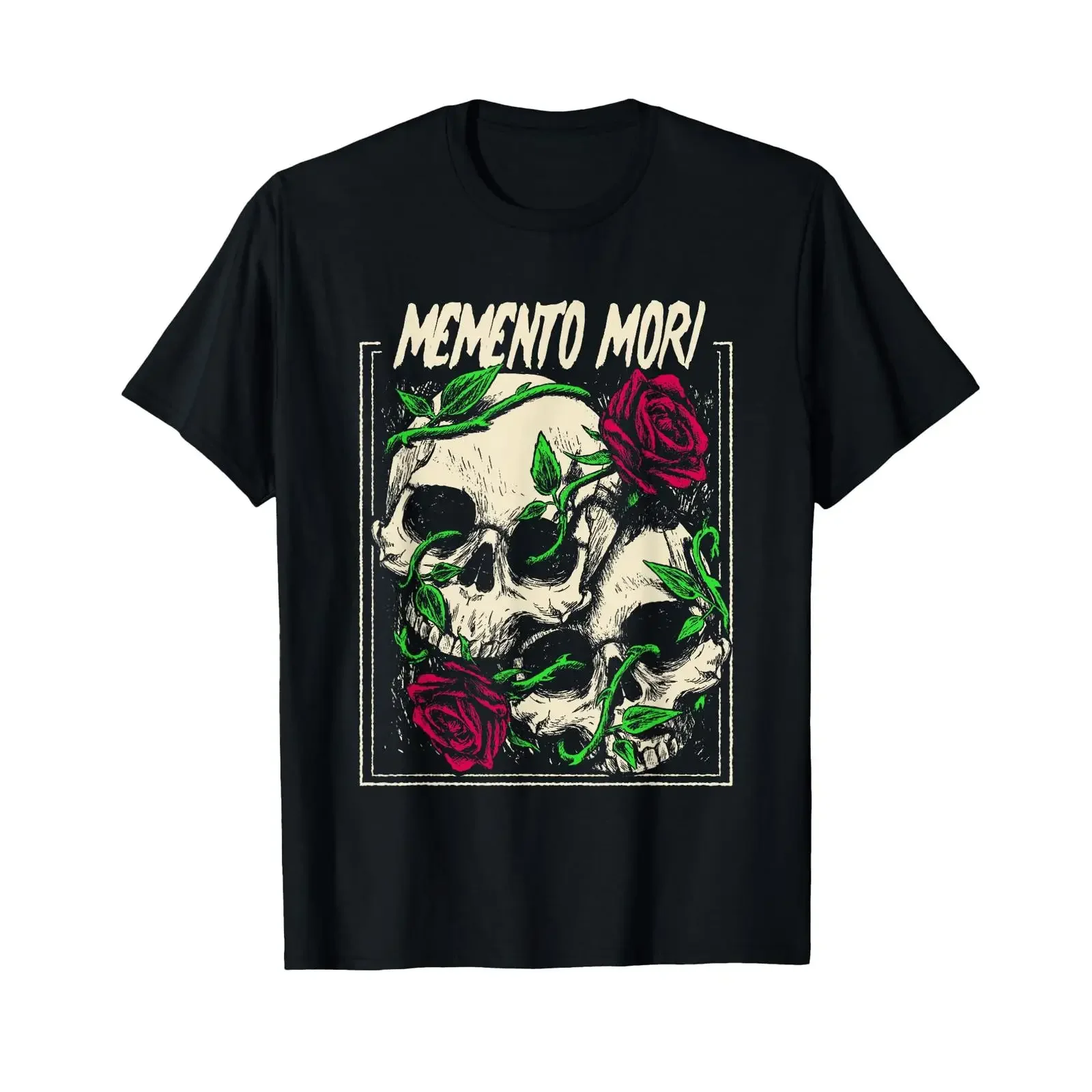 Memento Mori Latin saying Baroque for Gothic T Shirt vintage Washed Top For Everyday Wear Unisex Slightly streetwear