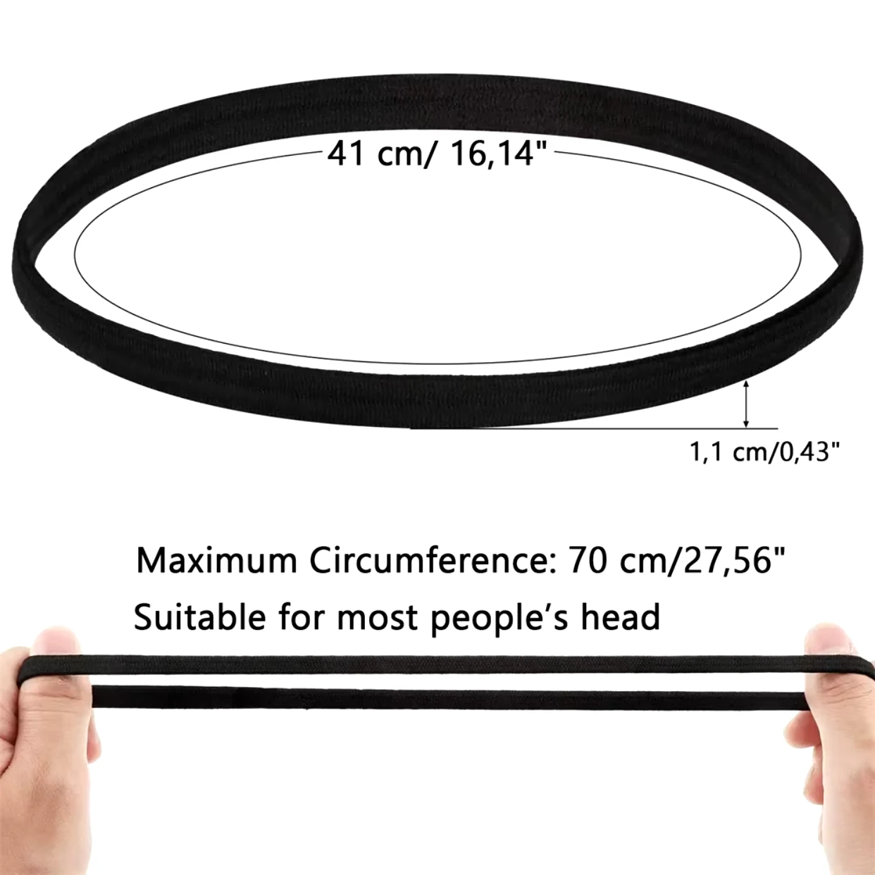 4 Pieces Non-Slip Elastic Sport Headband Black Stretchy Hair Band Sports Yoga Running Headband For Women Girls image 3
