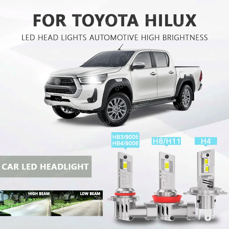 

For TOYOTA Hilux 2PCS H4 H8H11 Light LED Chips Head Lamp HB3(9005) HB4(9006) Fog Lights Bulb Accessories with heat sink