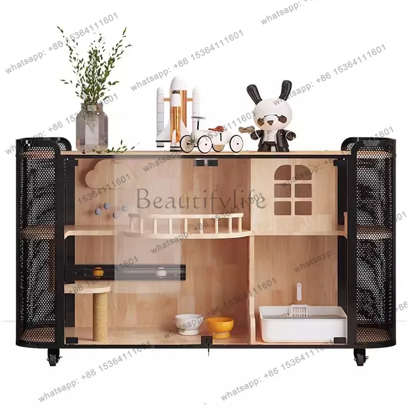 56Cat House Villa Shared Cabinet Luxury Solid Wood Large Space Multi-Layer Cat Nest Pet