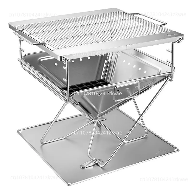 

Iron mesh portable folding splicing overlapping table blackened style wrought iron shelf