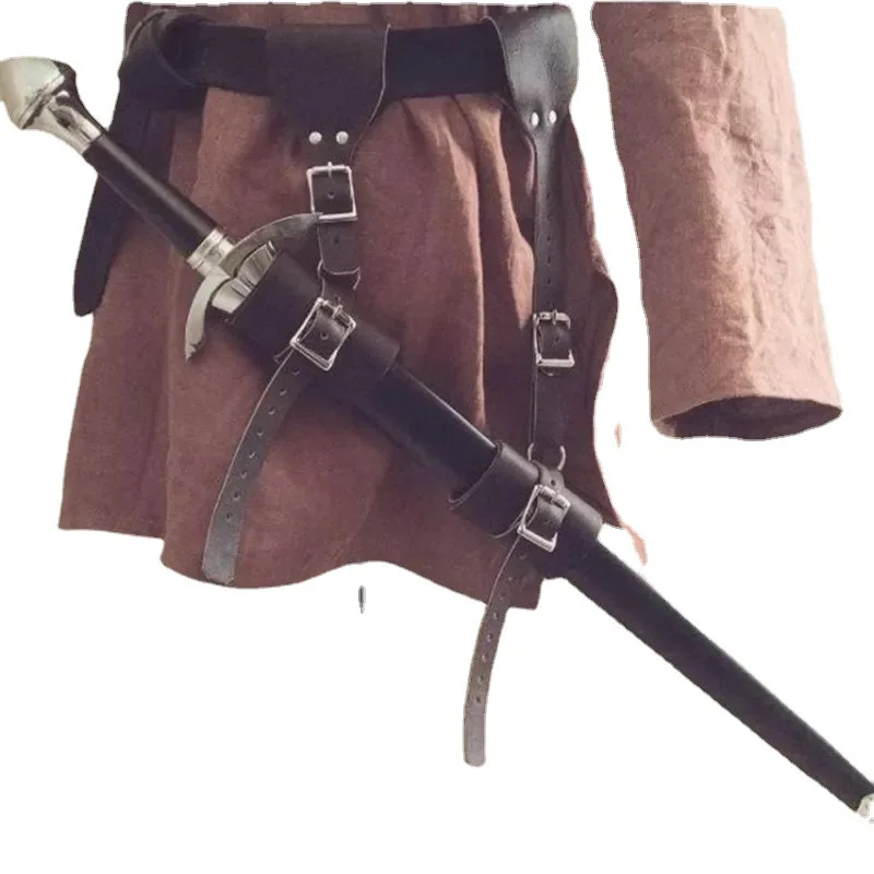 Medieval Renaissance Vintage Adjustable PU Leather Sword Holster Samurai Dress Up Without Sword
