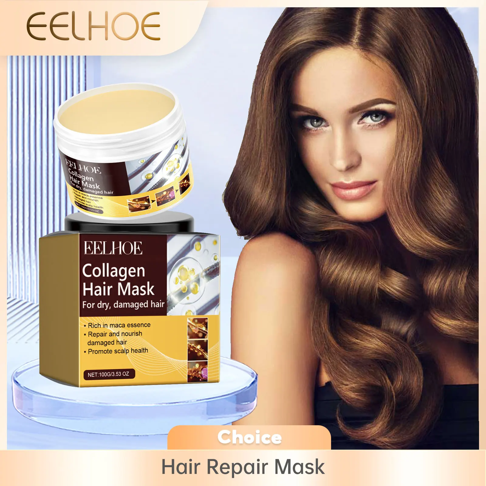 EELHOE Hair Repair Mask Collagen Nourishing Hair Mask Improve Damaged Hair Repair Smoothing Treatment Straightening Conditioner