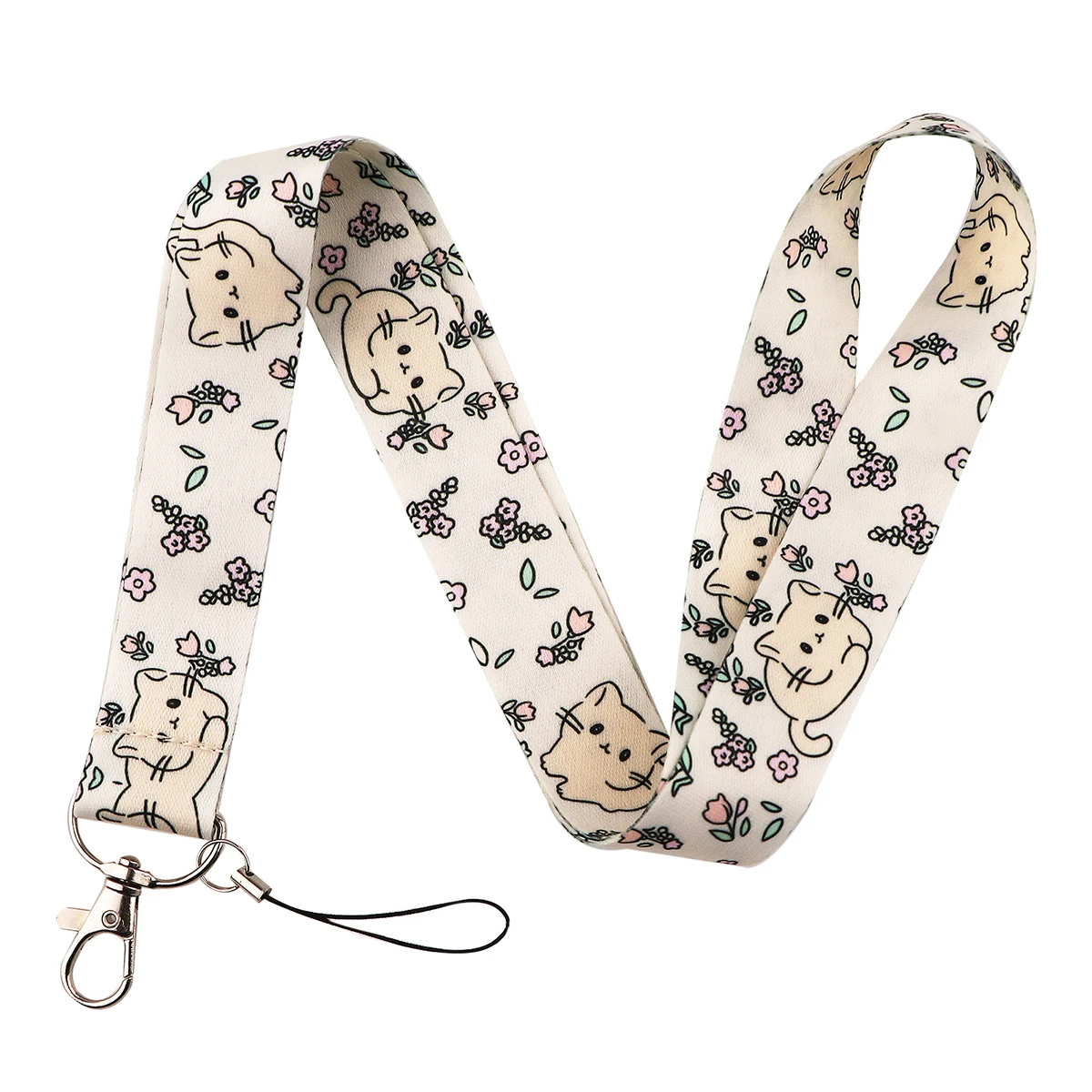 Cute Flowers Cat Lanyard for Key ID Card Gym Cell Phone Straps USB Badge Holder DIY Hang Rope Lariat Lanyard Phone Accessories view 2