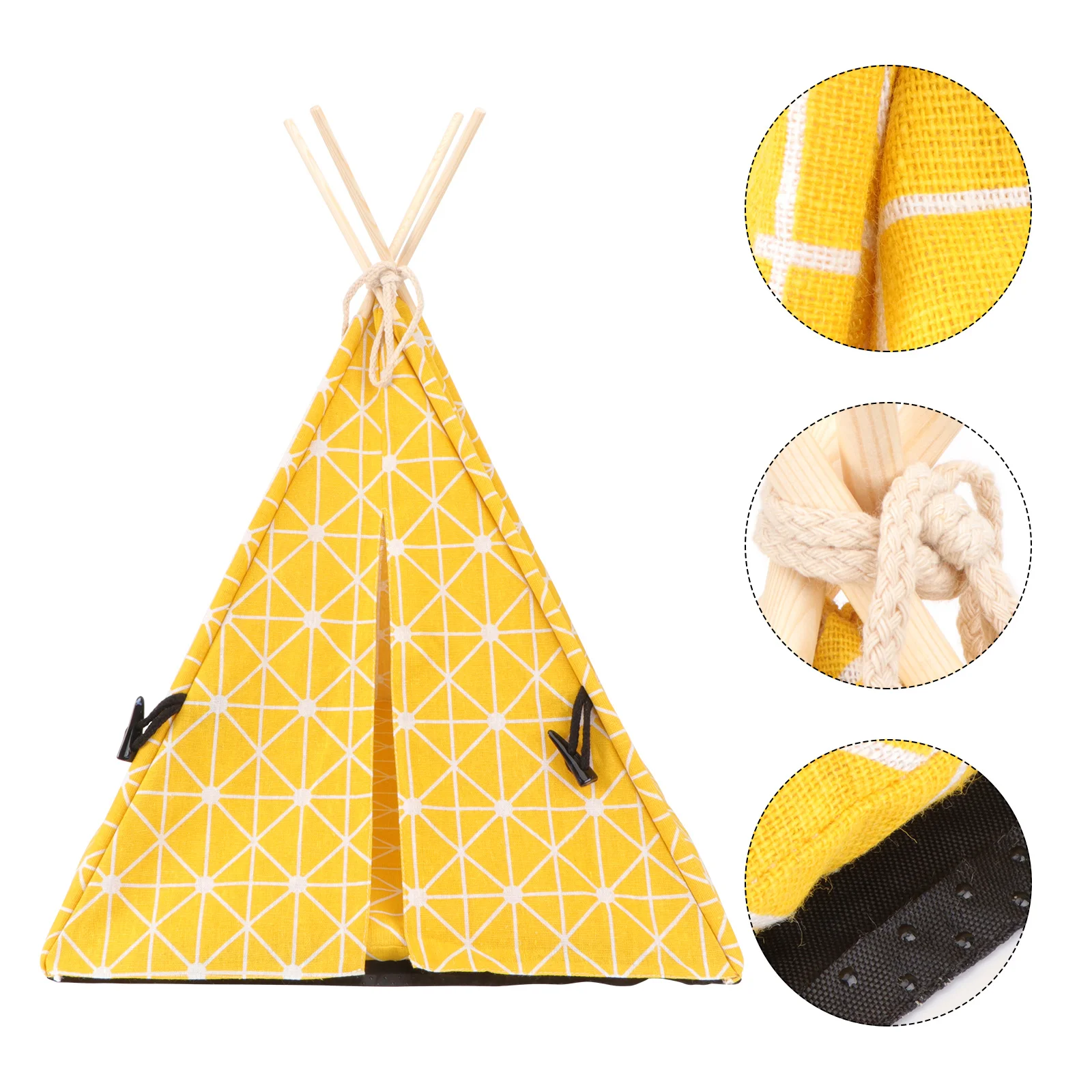 

1pc Pet Tent House Detachable Triangle Cat Nest Foldable Warm Shelter For Cats High-Quality Canvas Durable Wood Structure