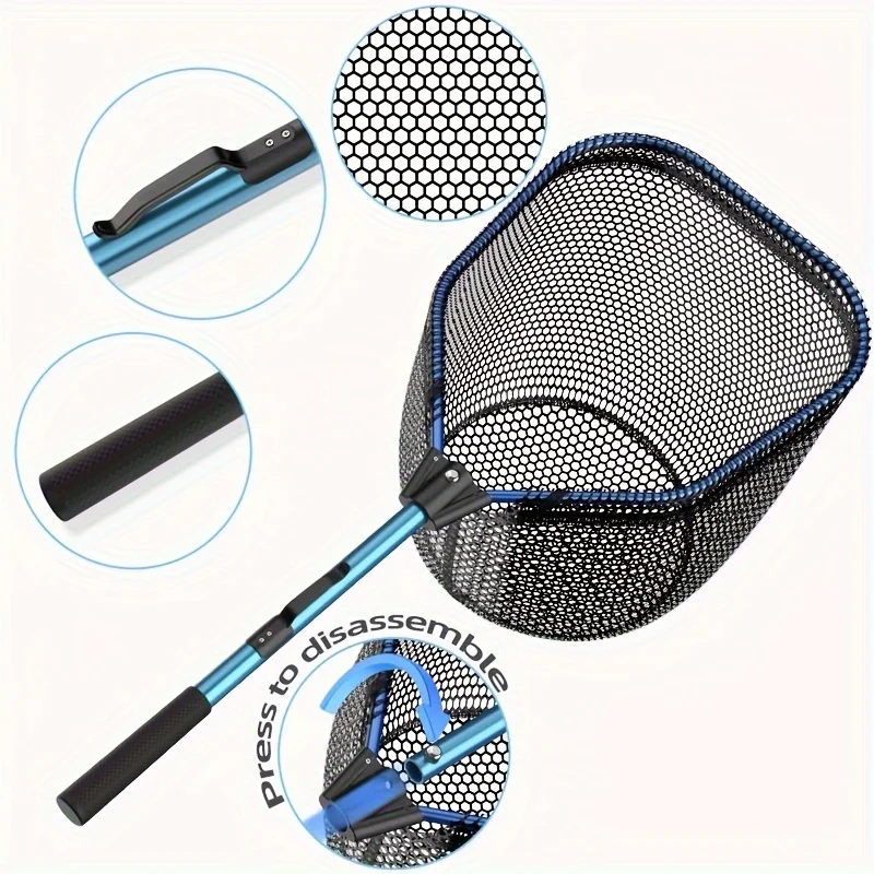 

Ultra-light Foldable & Portable Fishing Net, Aluminum Alloy, Rubber Coated Wear-Resistant Mesh, Freshwater & Saltwater Universal