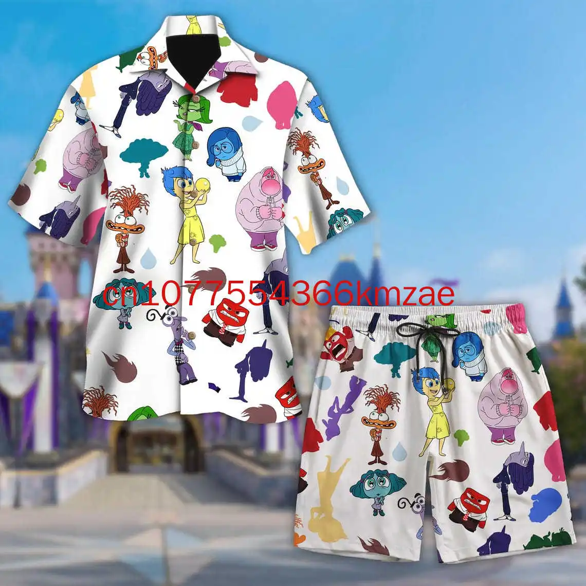 

Disney Inside Out Characters Hawaiian Shirt And Shorts 3D Print Summer Vacation Fashion Men's And Women's Short Sleeve Shirt Set