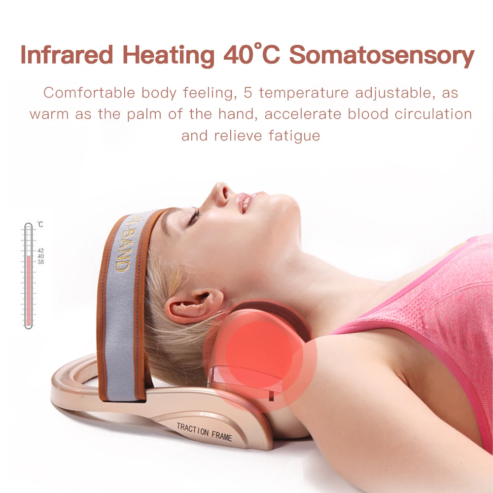 Electric Neck Massager Infrared Heating Airbag Neck Traction Vibration Shoulder Cervical Spine Shoulder Support Massager