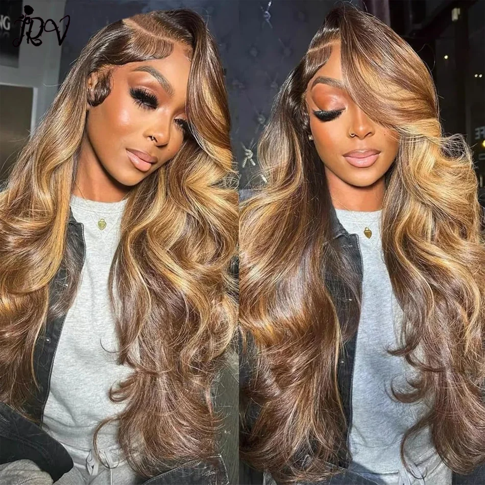 

26 28 inch HD lace human hair wig HD lace front wig 13X4 P4/27 lace front wig 613 colorful wave lace front wig