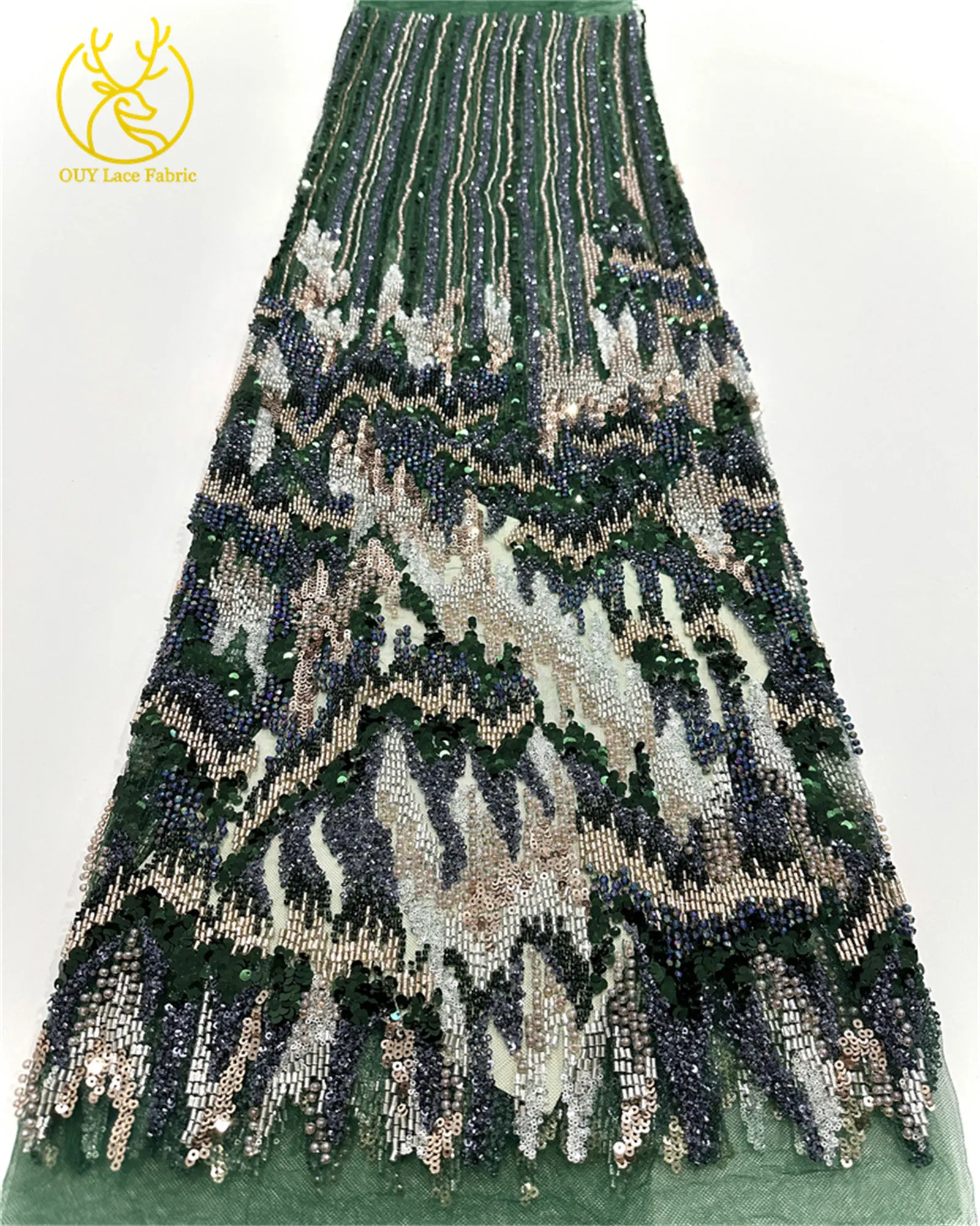 Gold Luxury African Handmade Beaded Lace Fabric 2025 High Quality French Sequins Groom Nigerian Tulle Lace Fabric Party Dresses