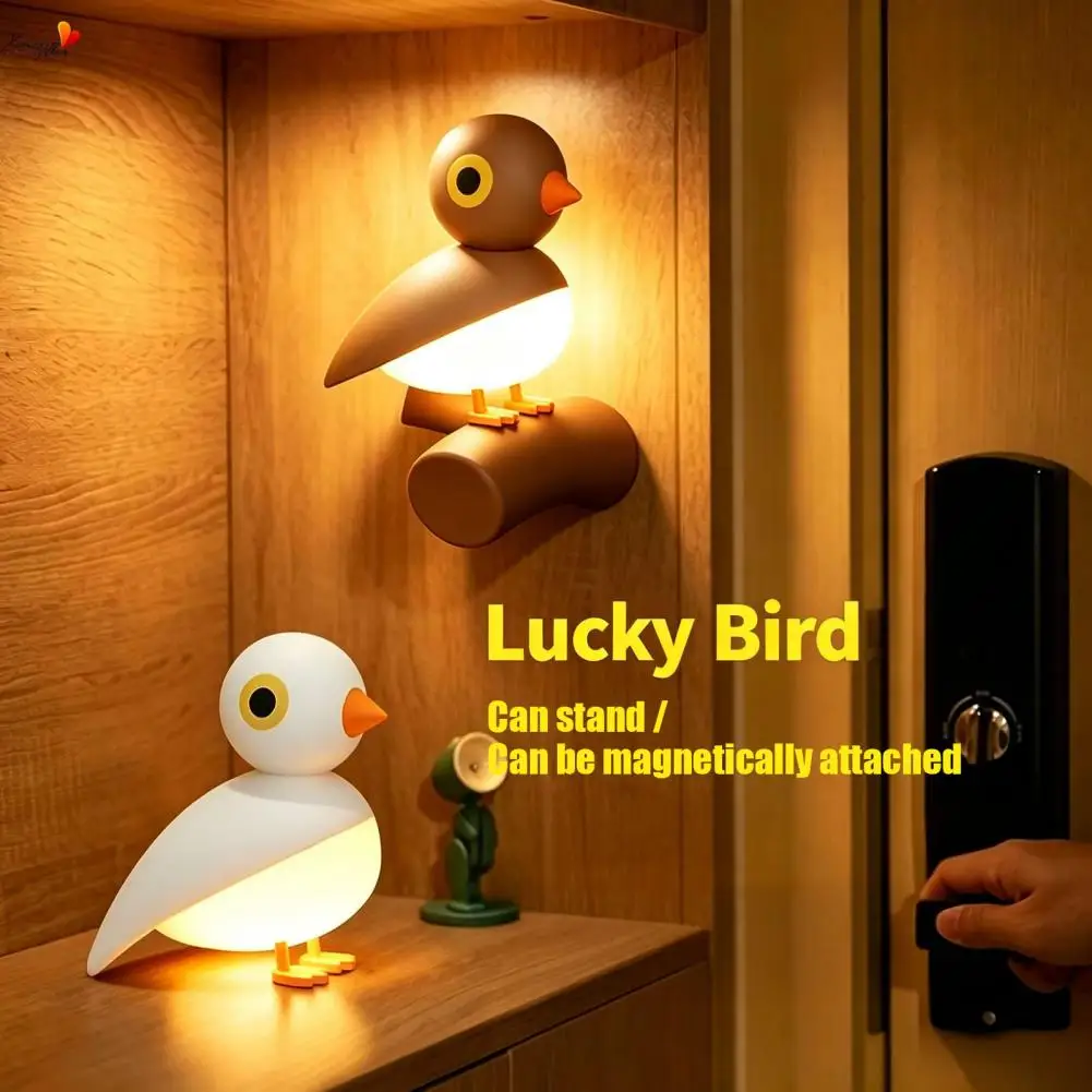 Soft Eye-protecting Night Light Magnetic Bird Night Light with Motion Sensor Usb Rechargeable Wall Lamp Cordless Led for Bedroom