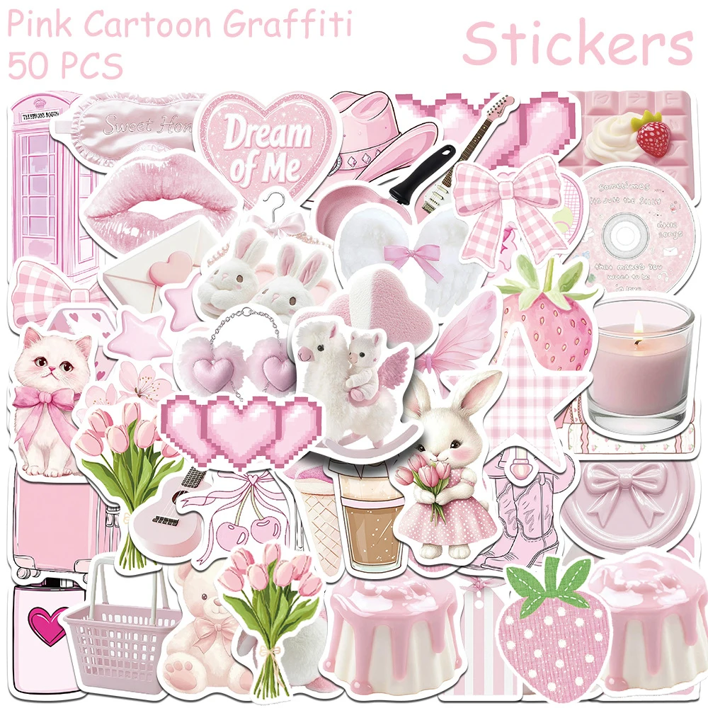 10/30/50 stücke INS Stil Cartoon Rosa Graffiti Aufkleber Nette Ästhetische DIY Koffer Sammelalbum Laptop Wasserdichte Dekoration Aufkleber
