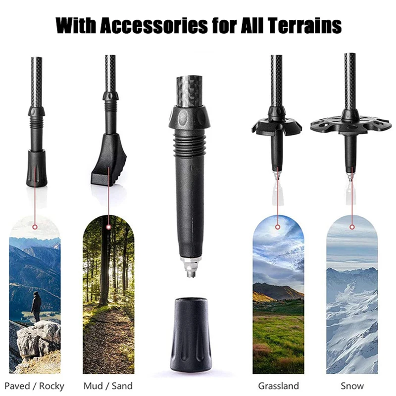 Naturehike 2pcs Trekking Pole Carbon Fiber Telescopic Walking Sticks Tent Foyer Poles Carbon Climbing Stick Hiking Supplies