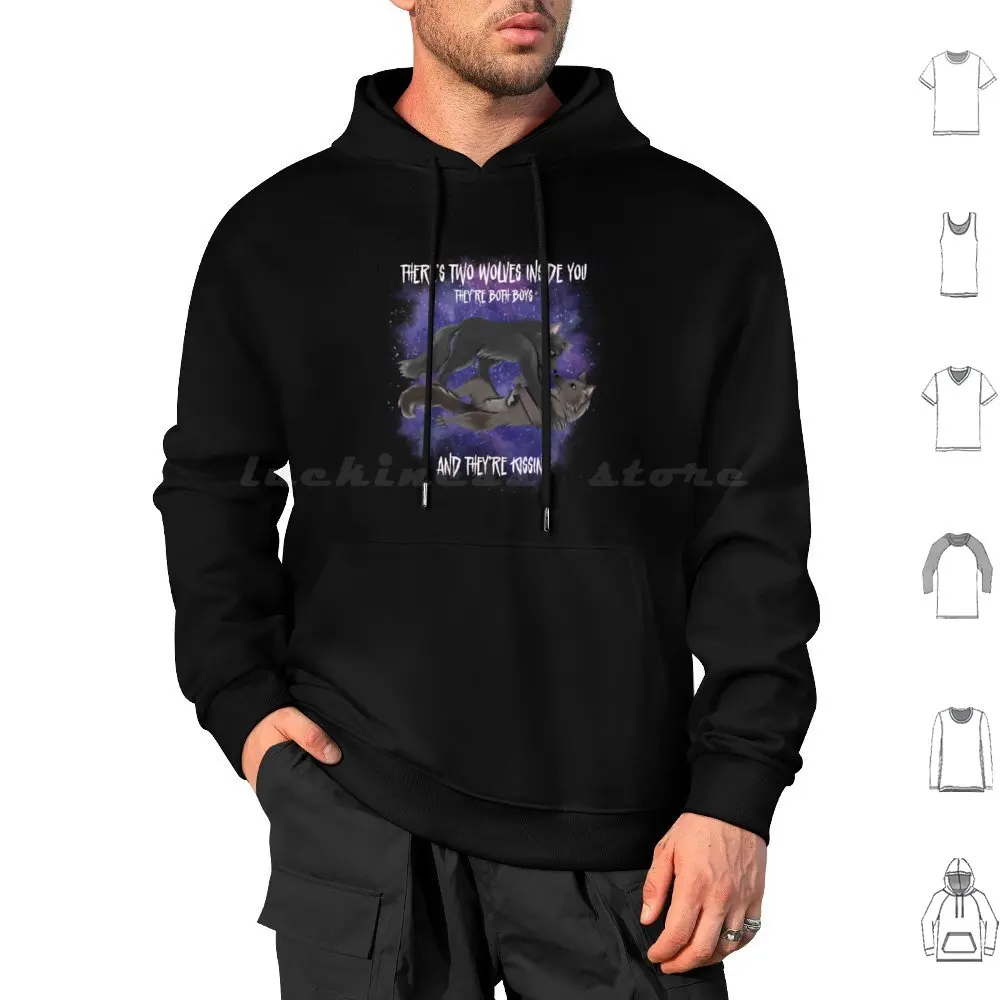 Theres Two Wolves Inside You Hoodies Long Sleeve Wolves Cringe Meme Funny