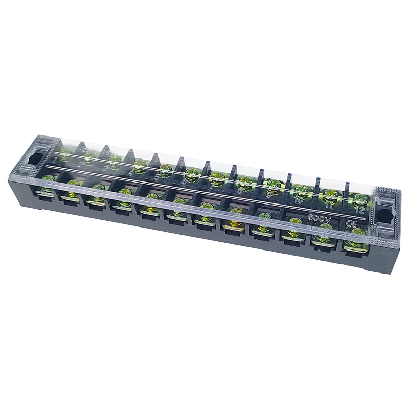 1PCS TB2512 Dual Row Thick Copper Screw Terminal Block Flame Retardant Grounding Strip Wire Connector Durable 600V 25A