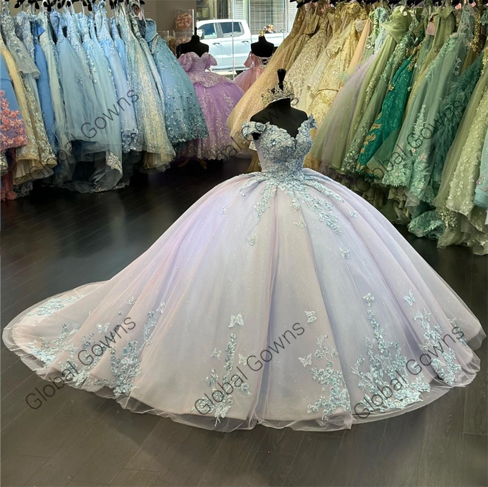 Messico Off The Shoulder Ball Gown Quinceanera Dress Beaded Birthday Party Gowns Appliques Sweet 16 Prom Dresses Robe De Bal