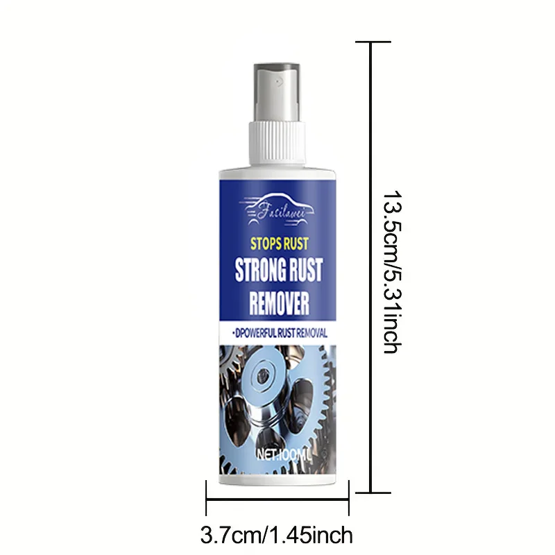 Universal Metal Rust Remover – Metal Polishing Spray, Strong Rust Removal, Fast Corrosion Dissolver for Tires, Locks, Screws & G