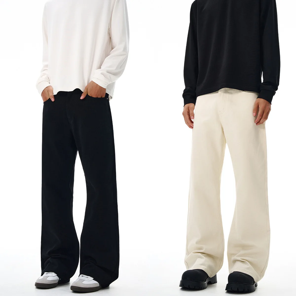 

American High Street Basic Micro-washed Jeans Men's Loose and Versatile Casual Wide-leg Floor-mopping Pants