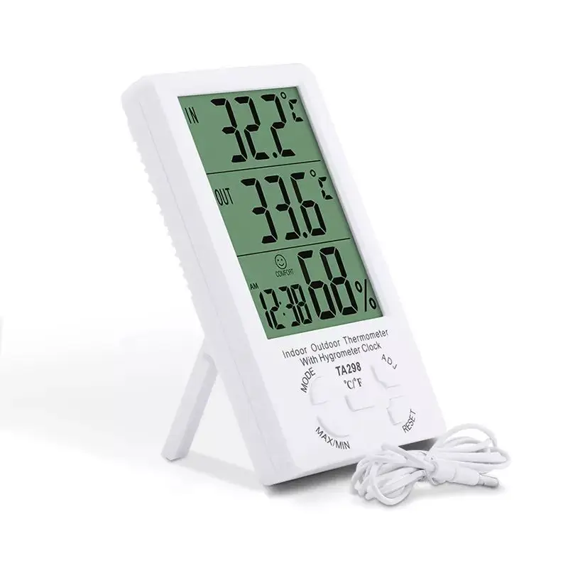 Indoor/Outdoor Thermometer Hygrometer Meter Humidity Digital LCD Home Indoor Outdoor Hygrometer Thermometer TA298