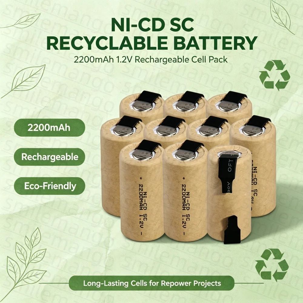 Screwdriver Electric Drill SC Batteries 1.2V 2200mAh Sub C Ni-Cd Rechargeable Battey With Tab Power Tool NiCd SUBC Cells