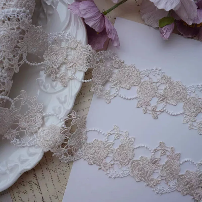 

5Yards 5cm Wide Shiny Beige Flower Venise Diy Venice Lace Clothing Accessories Of Various Garment,Bra.Underwear