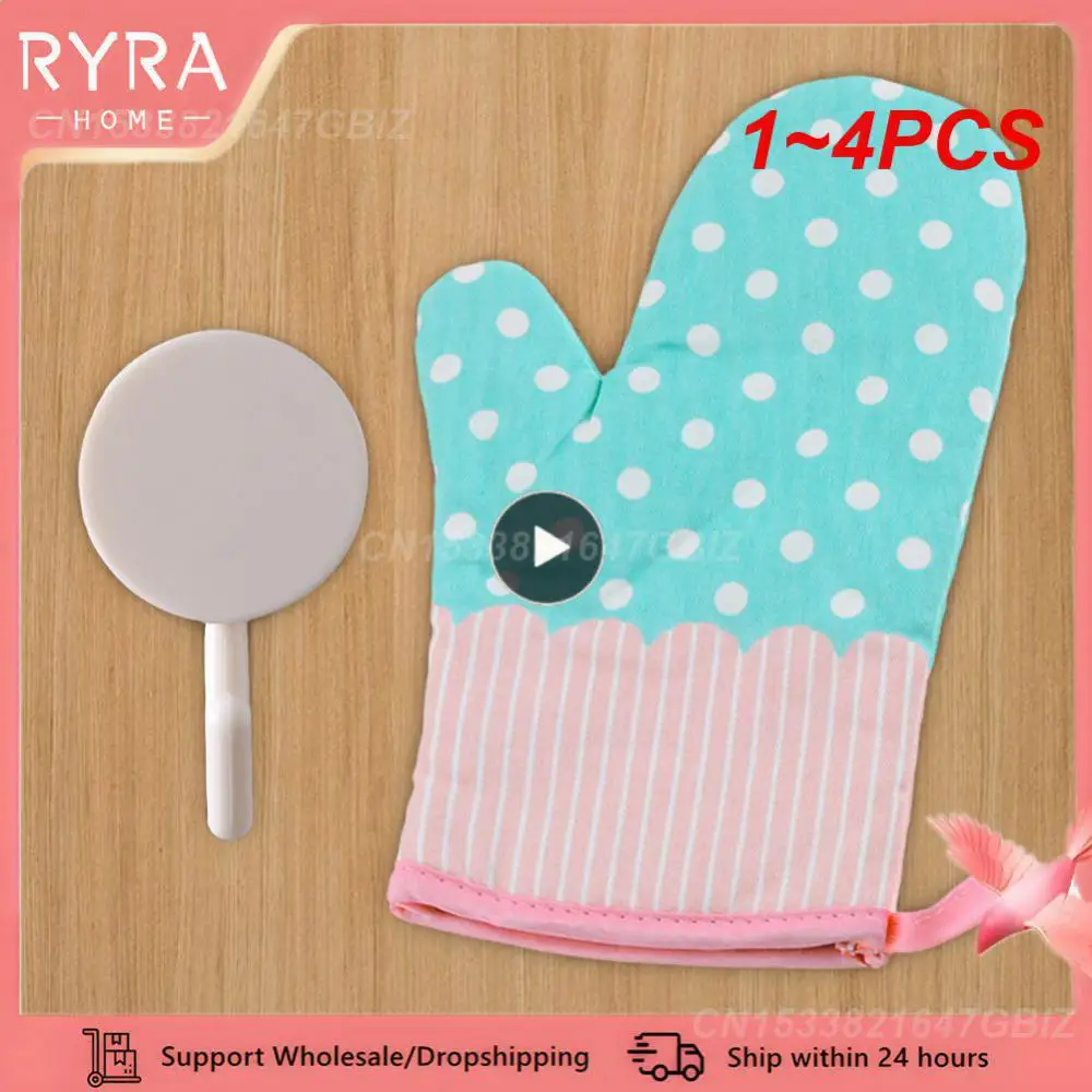 1~4PCS Heat Insulation Gloves For Oven/microwave Gloves Wall Microwave Oven Insulation Gloves No Trace Round