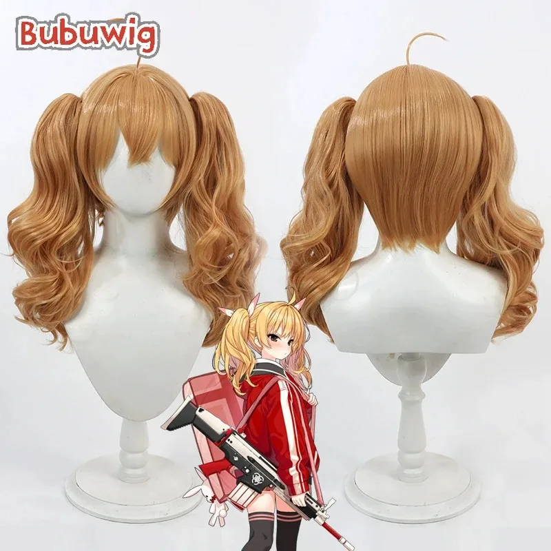 CySynthetic Hair 이바라기 요시미 코스프레 가발 블루 아카이브 이바라기 요시미 물결 모양의 오렌지 브라운 포니테일 가발 내열성