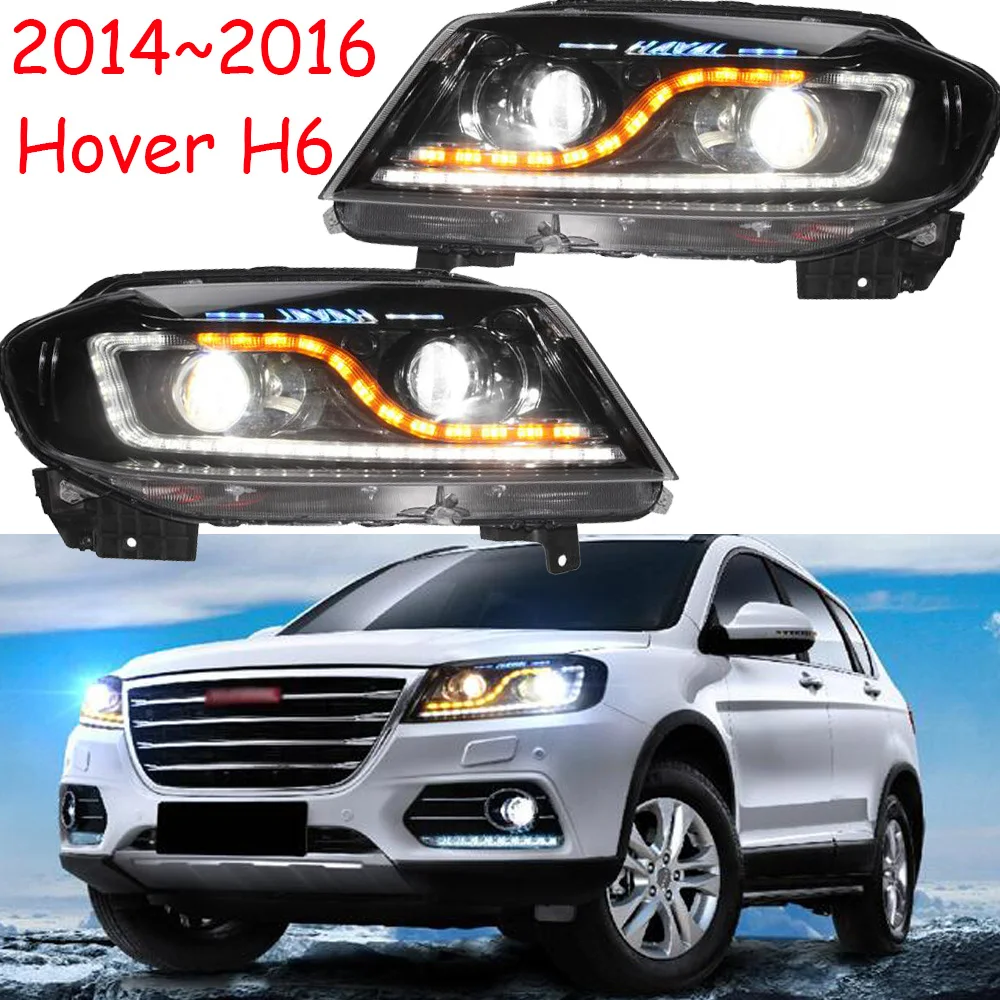 Bumper headlamp for Hover H6 Headlights 2014 2015 2016year,Hover H6 Head light DRL Bi Xenon Lens High Low Beam Parking Fog Lamp