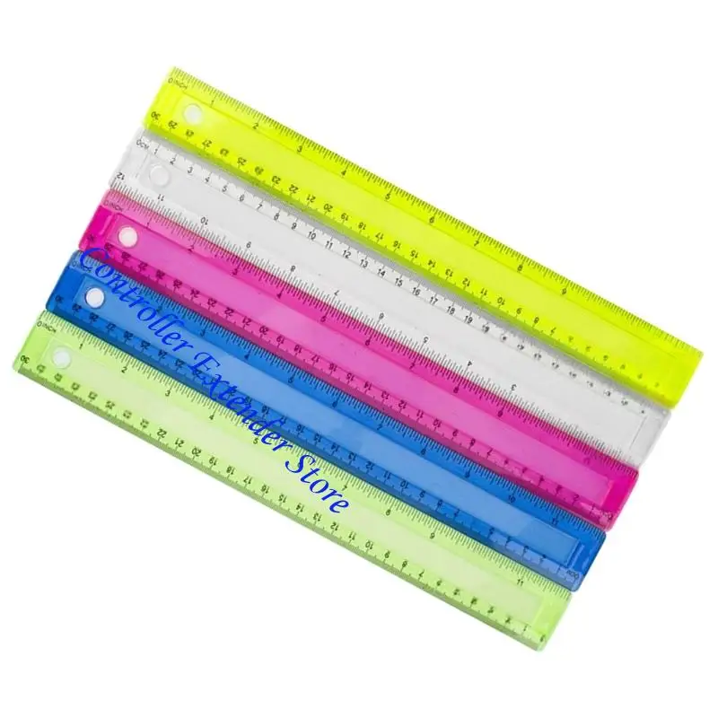 N84b 4pcs 12inch الحكام Clear حاكم الرياضيات ملونة السحب مع مقياس سنتيمترات بوصة لرسم قياس الصياغة