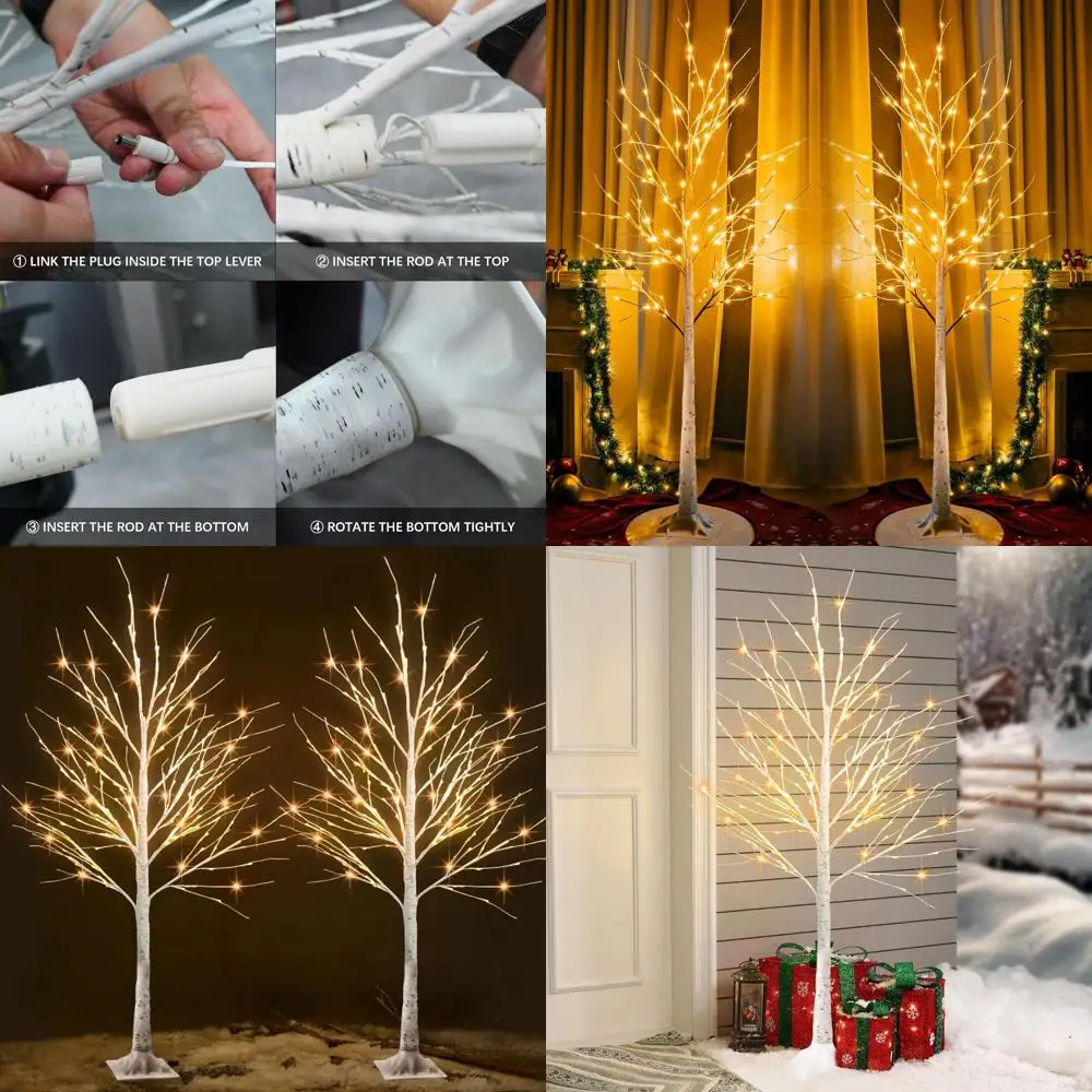 

6-Foot Birch Tree with 144 LED Fairy Lights for Christmas, Wedding, Home, and Outdoor Decorations - 2 Pack