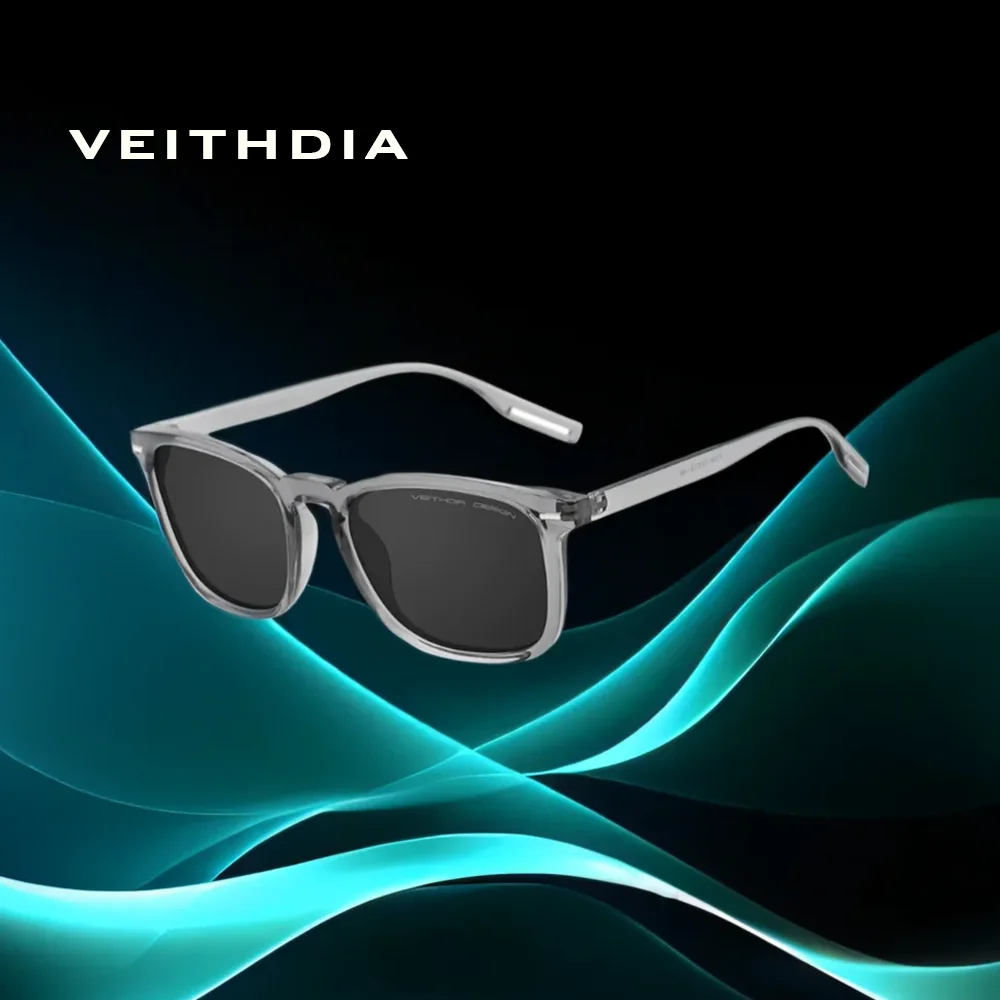 VEITHDIA Fashion Sunglasses For Men and Women UV400 Polarized Lens Unisex Photochromic Anti-Fatigue Square Sunglasses FA7508