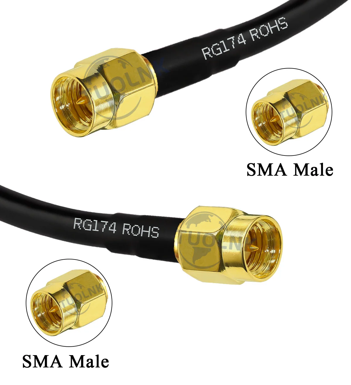 SMA Male to RP-SMA Female Bulkhead RG174 WiFi Router Antenna Extension Coaxial Cable for WiFi Router Wireless Network Card