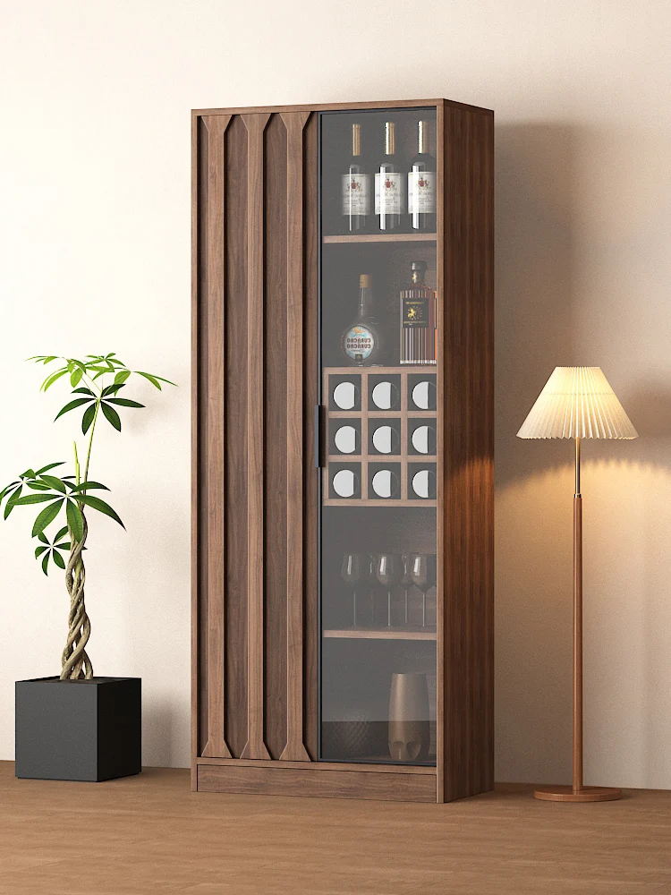 2024 new wine cabinet living room solid wood wall display cabinet household retro new Chinese glass door storage locker