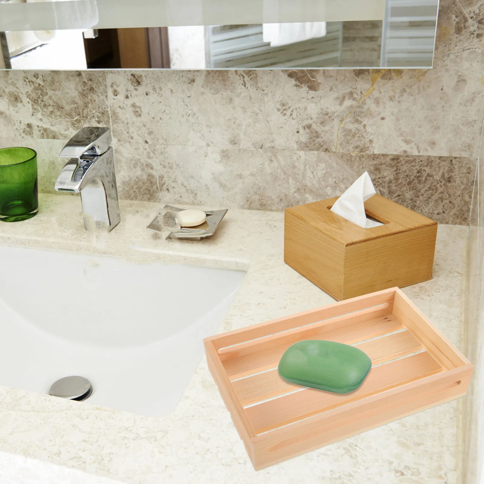 

Wooden Soap Holder Pine Wood Soap Rack Bathroom Tray Kitchen Food Plate Draining Dish Kitchen Plate