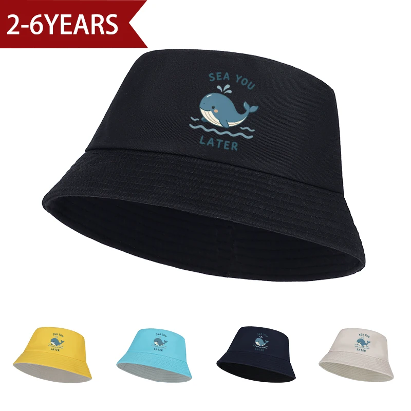 SEA YOU LATER Children's Cartoon Whale Fisherman's Hat—Lightweight Sun Hat, Perfect for 2–6-Year-Olds at the Beach or Park