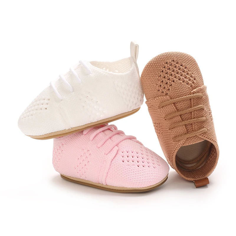 

Spring new baby walking shoes fashionable and cute hollow sports shoes casual rubber soled lace up baby shoes 0-18 months old