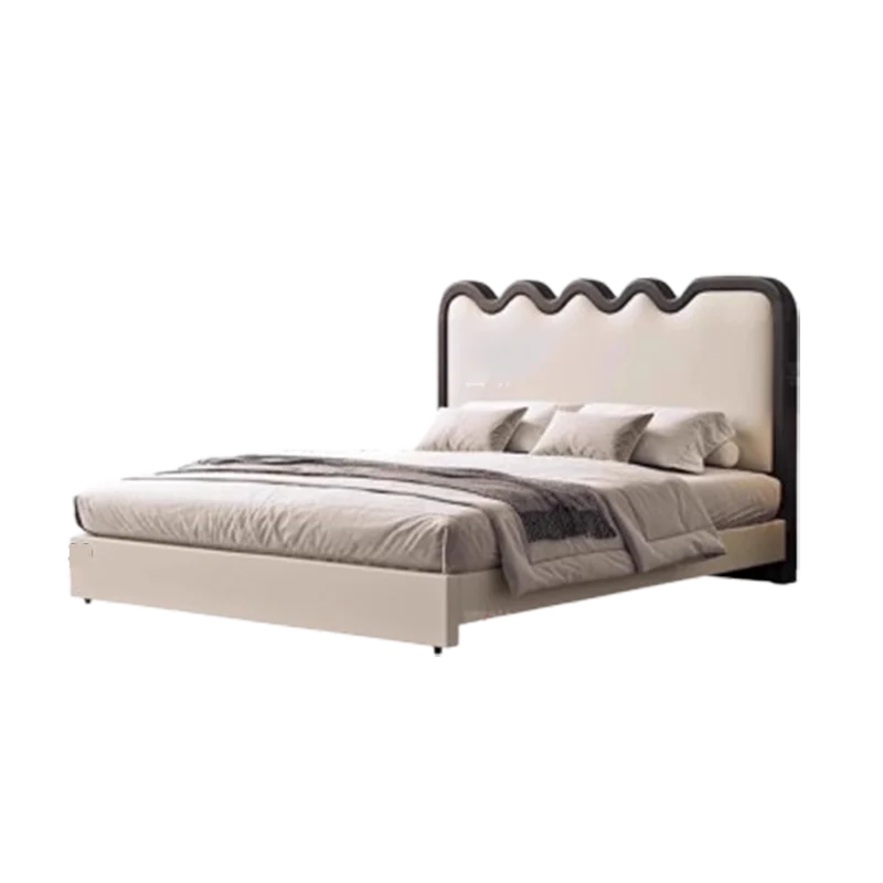 

-For Nordic Cream Small Double Bed Simple Storage White Girls Twin Bedroom Bed Loft Safe Modern Cama De Casal Bedroom Furniture&