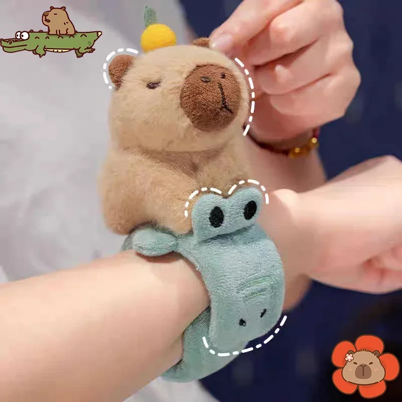 Tier Slap Armbänder Capybara Plüschtier Kuscheltiere Huggers Slap Toy Armband Interaktive Spielzeugfiguren Ringspielzeug Plüschtiere