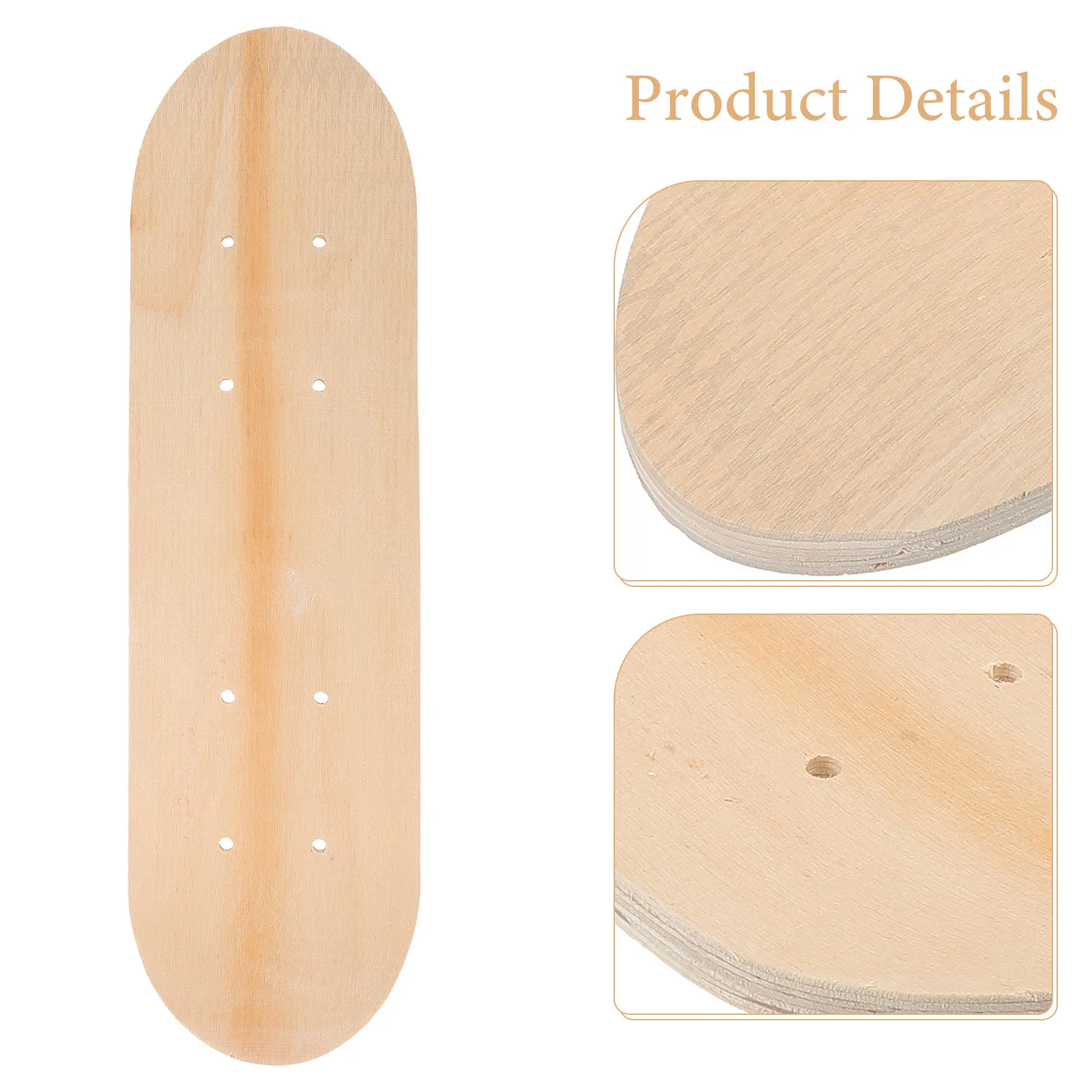 Blank Skateboard Deck Raw Wooden DIY Skate Deck for Painting Graffiti Customization Pre-Punched Bolt Holes Skateboard