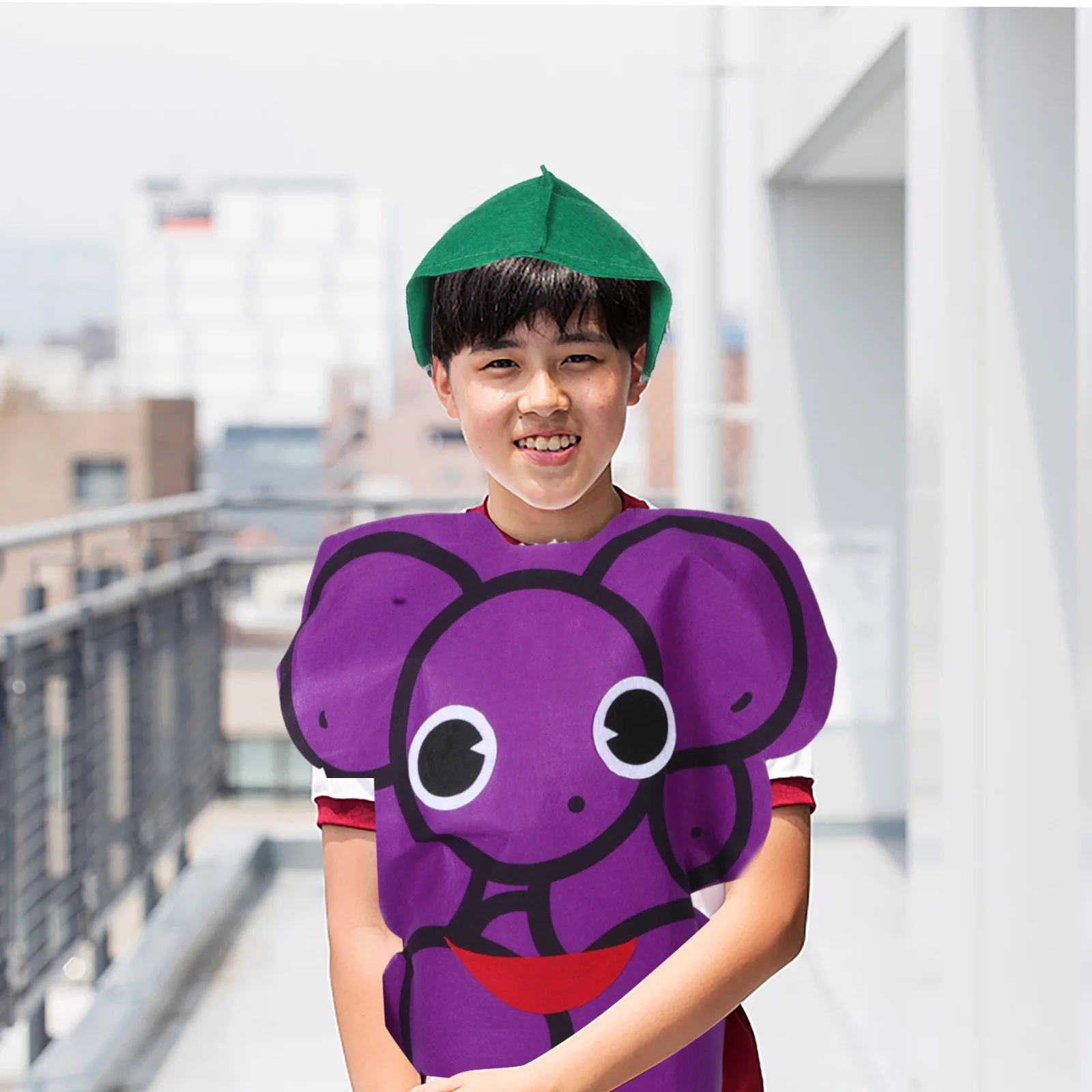 1세트 포도 의상 모자 의류 세트 보라색 할로윈 어린이 공연 사랑스러운 디자인 할로윈 의상 포도 의상