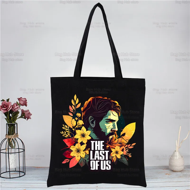 The Last of Us Ellie firefonlies tas tangan uniseks hitam tas jinjing kanvas kustom cetak penggunaan sehari-hari tas belanja kasual perjalanan dapat digunakan kembali