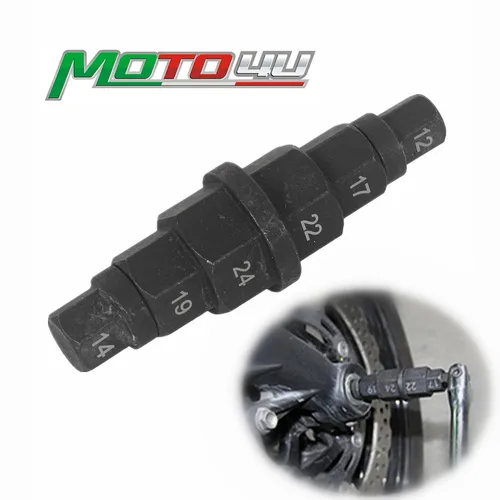 Imagen 2 del producto Herramienta de eje de extracción de controlador de husillo hexagonal de rueda delantera y trasera de motocicleta 6 en 1 para Honda, BMW, Kawasaki, Suzuki y YAMAHA
