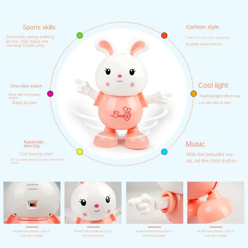 Electric Dancing Bunny With Lights Music Night Market Cute Pet Children\'s Toys